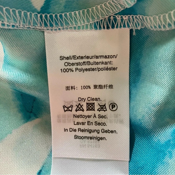 NWT Donna Karan Women's Blue Abstract Floral Printed One-Shoulder Draped Dress 6 - Picture 11 of 11